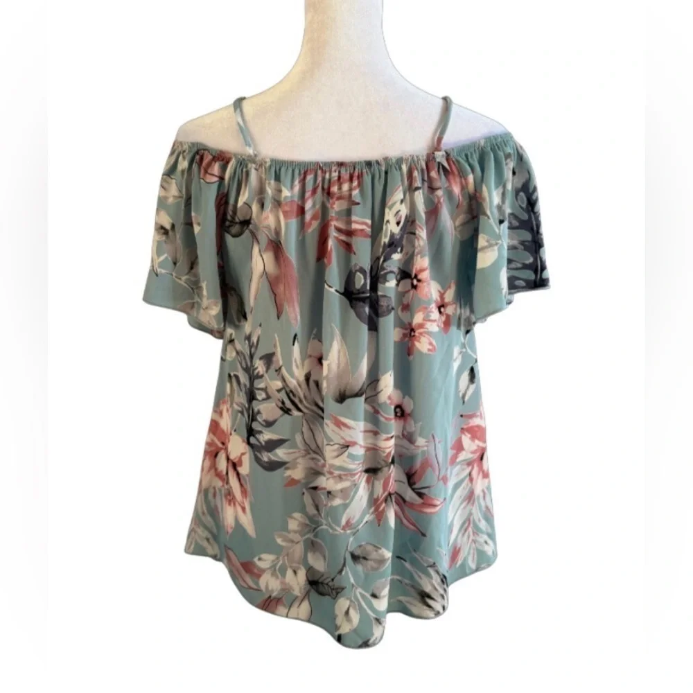I JOAH Floral Off-Shoulder Tie-Front Blouse - Picture 2 of 5
